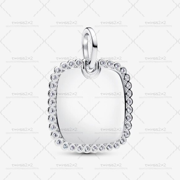 Pandora Engravable Square Tag Pendant - Picture 1 of 2